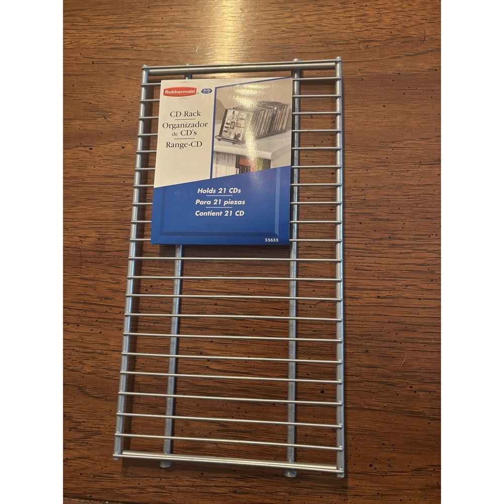 VTG 90s RUBBERMAID DVD RACK ORGANIZER HOLDS 21 DVDS METAL GRAY NEW RACK SURFACE